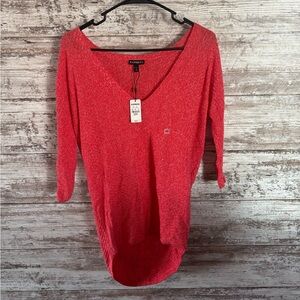 Express 3/4 Sleeve Knit V-Neck Top